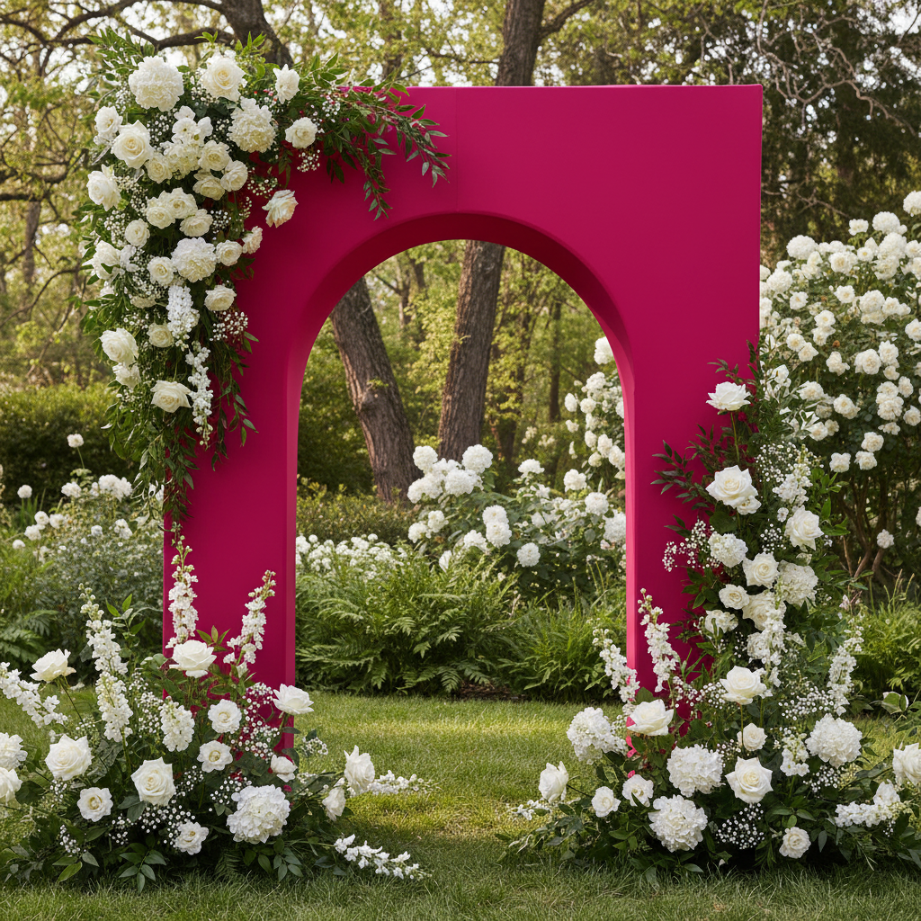 Spandex Cover for 3D Arch Door Frame Backdrop - Fuchsia