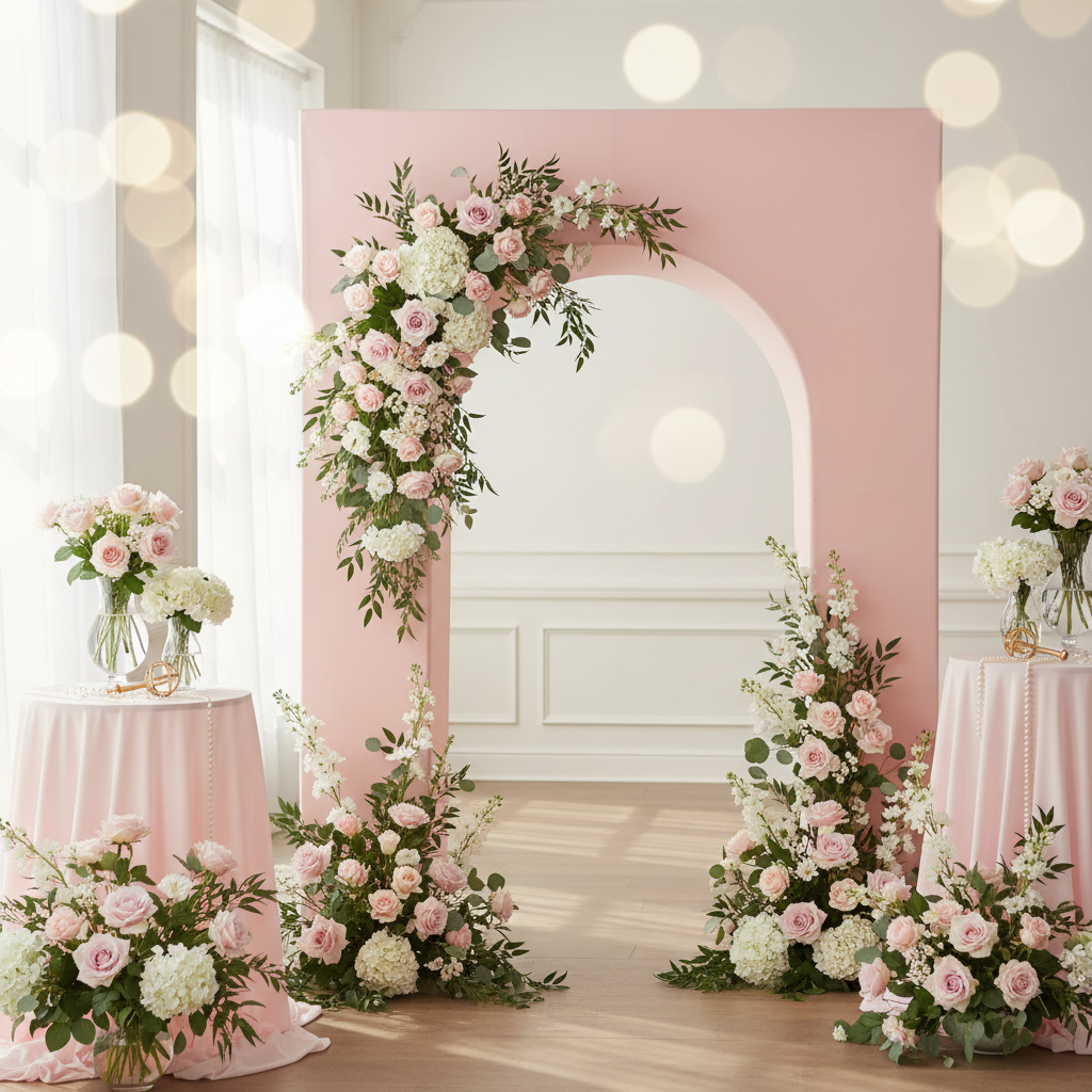 Spandex Cover for 3D Arch Door Frame Backdrop - Pink