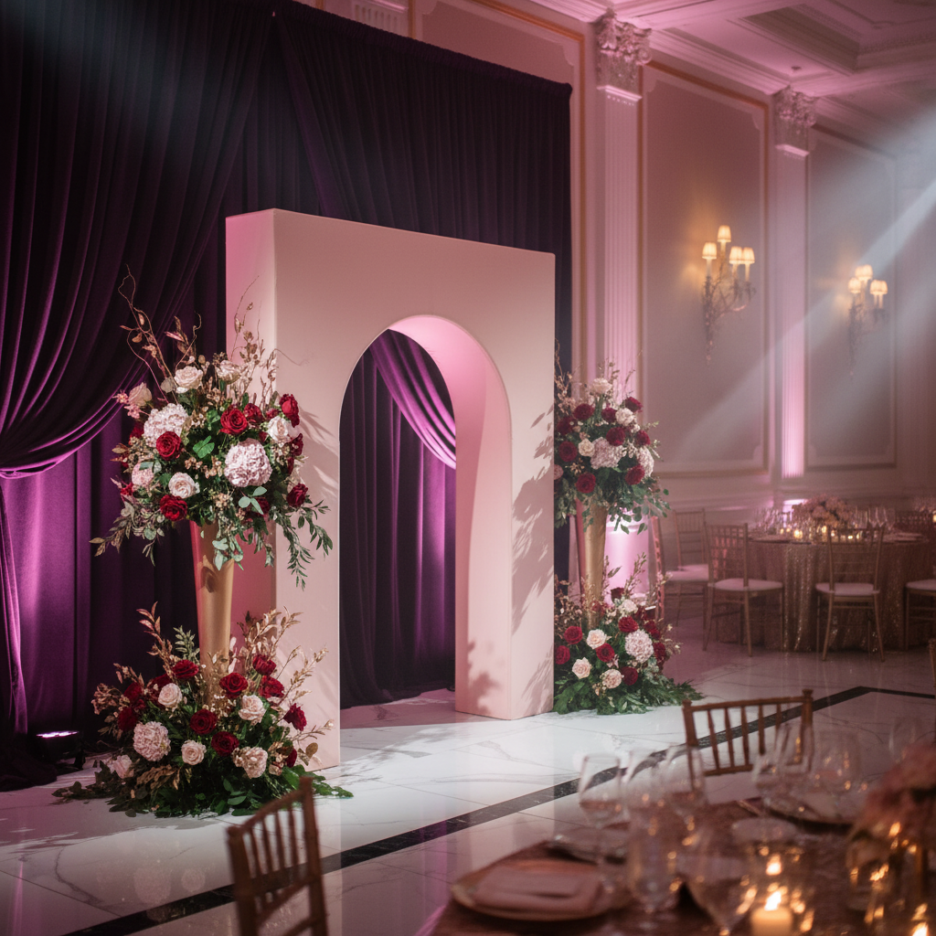 Spandex Cover for 3D Arch Door Frame Backdrop - Pink