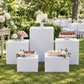 Spandex Covers for Square Metal Cake/Dessert Pedestal Stands 5 pcs/set - White