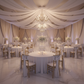 indoor luxury wedding reception with Spandex Stretch 4-way Fabric Roll 10 yds 58" - White