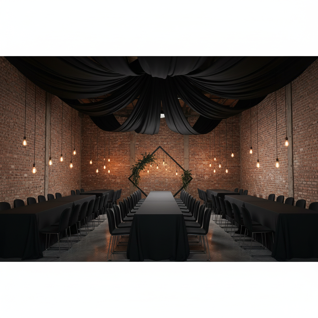 indoor ceiling drapes using Spandex Stretch 4-way Fabric Roll 10 yds 58" - Black