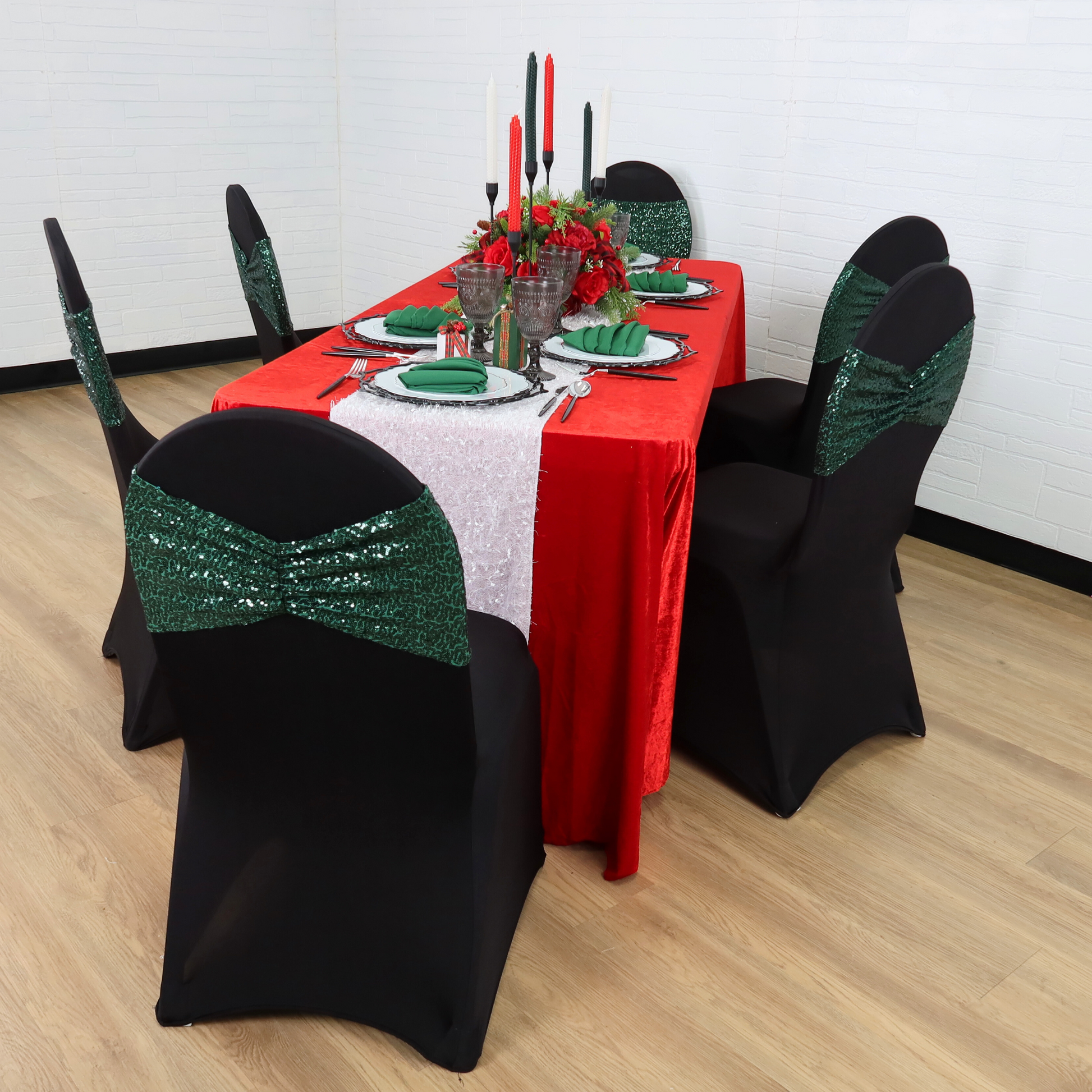 Premium Photo  Guests table setting for banquet in black red and