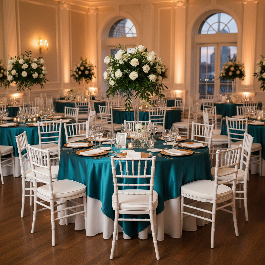 Square 72" Satin Table Overlay - Peacock
