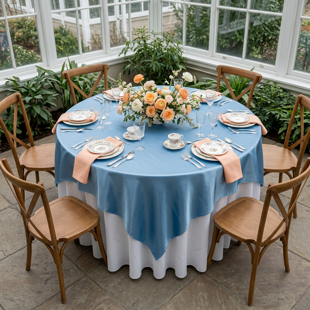Steele Blue satin overlay bridal shower