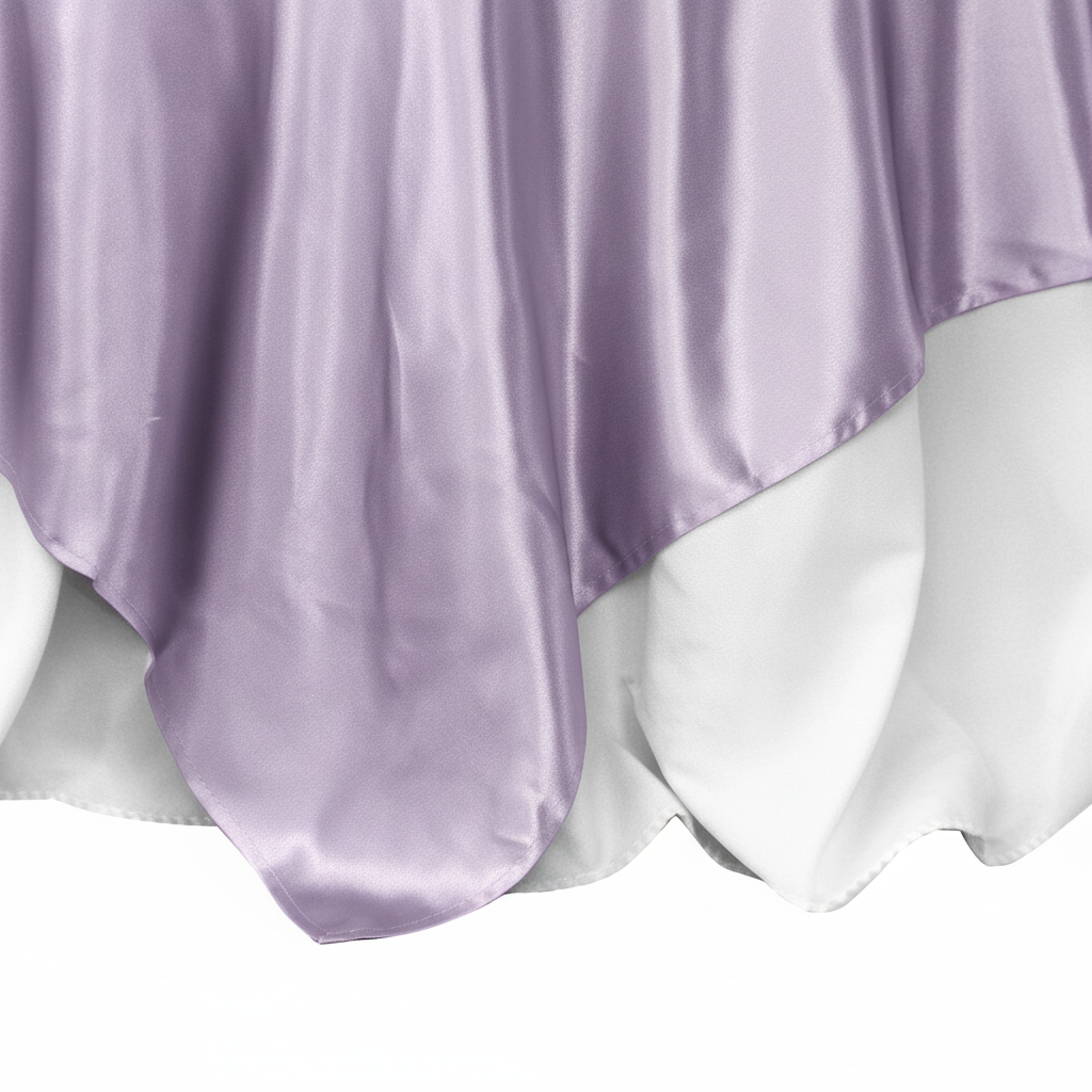 Square 90"x90" Satin Table Overlay - Lavender detail