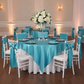 Square 90"x90" Satin Table Overlay - Aqua Blue