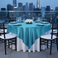 Square 90"x90" Satin Table Overlay - Aqua Blue