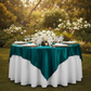 Square 90"x90" Satin Table Overlay - Peacock for garden table setup