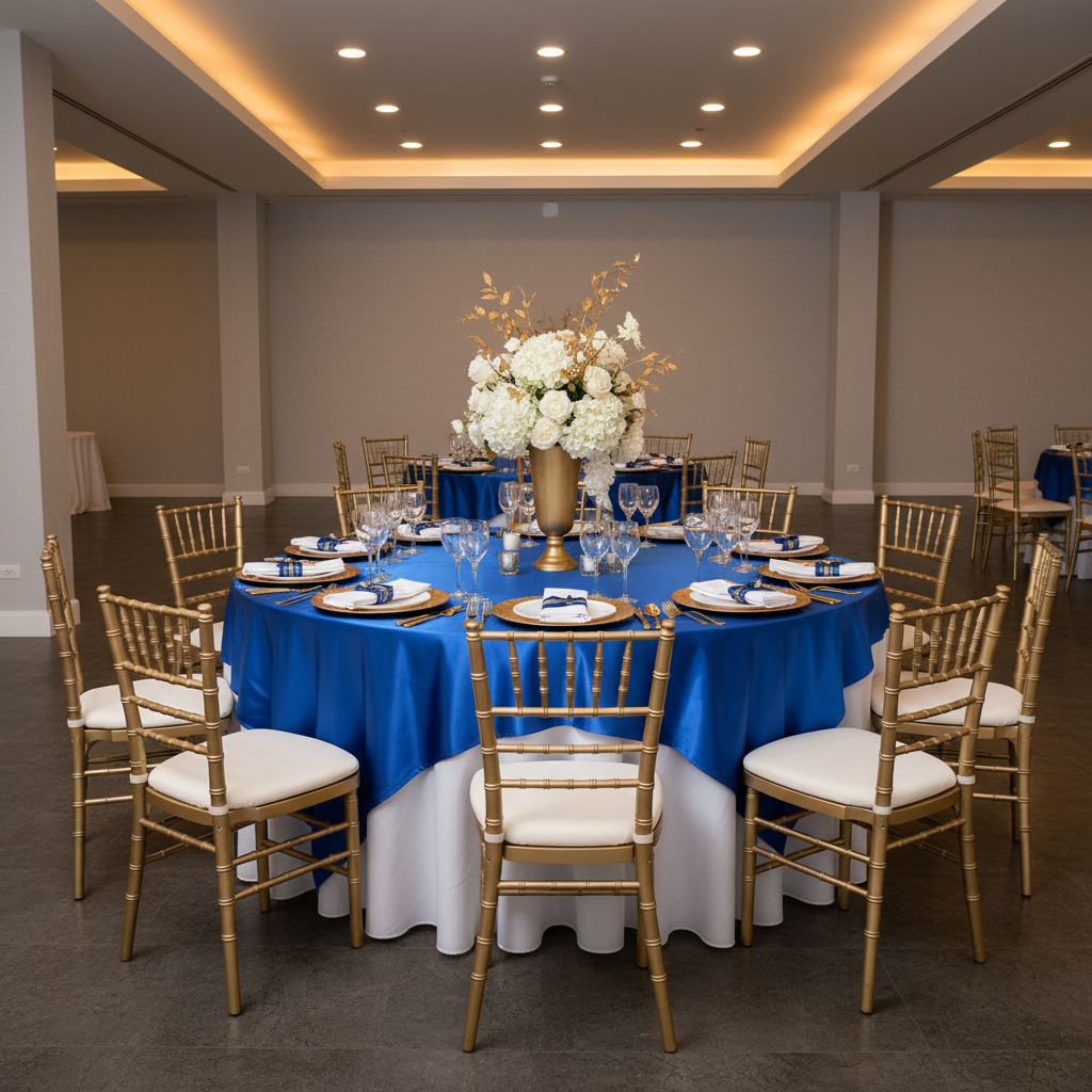 Square 90"x90" Satin Table Overlay - Royal Blue