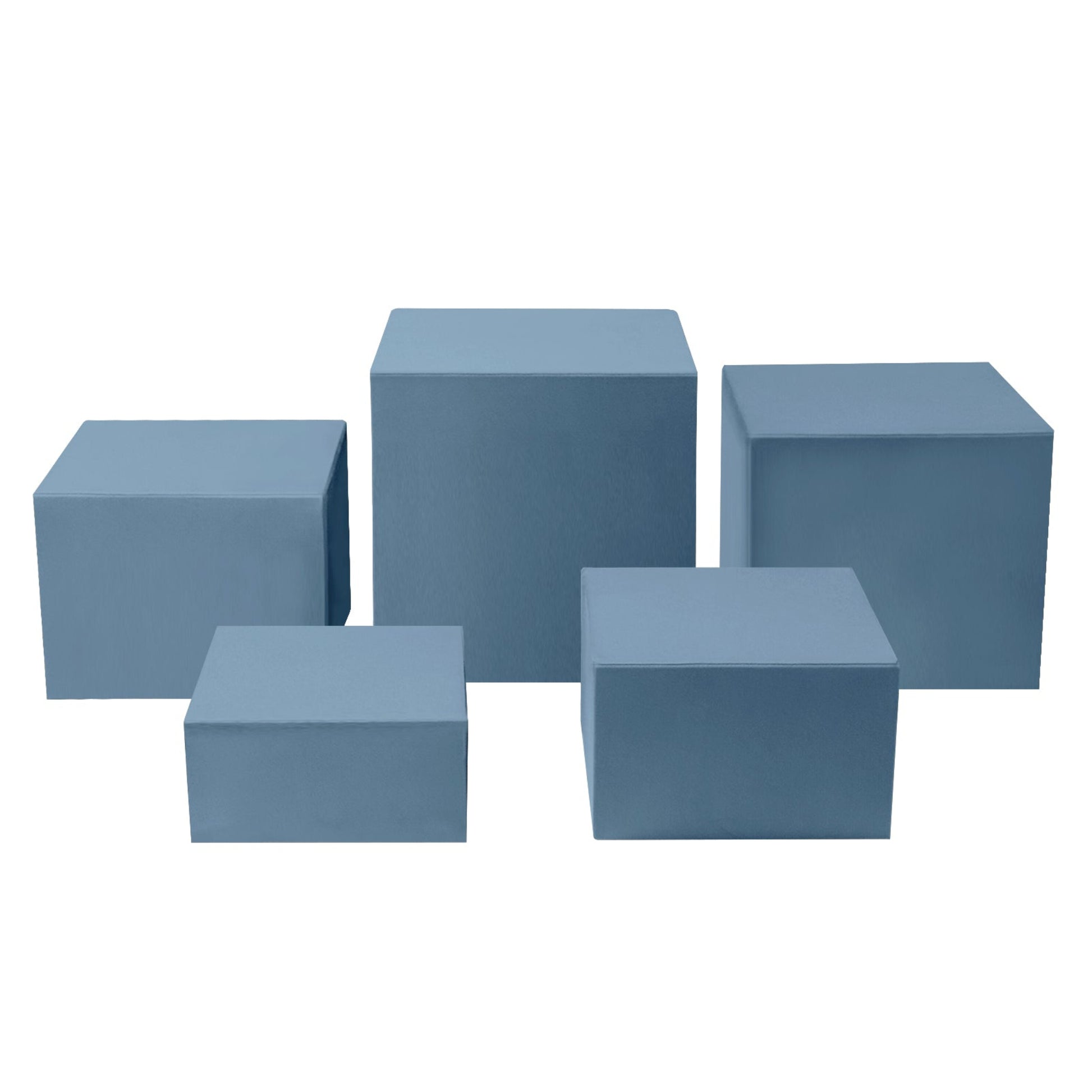 Baby Blue Spandex Covers for Square Metal Cake/Dessert Pedestal Stands 5 pcs/set bundle