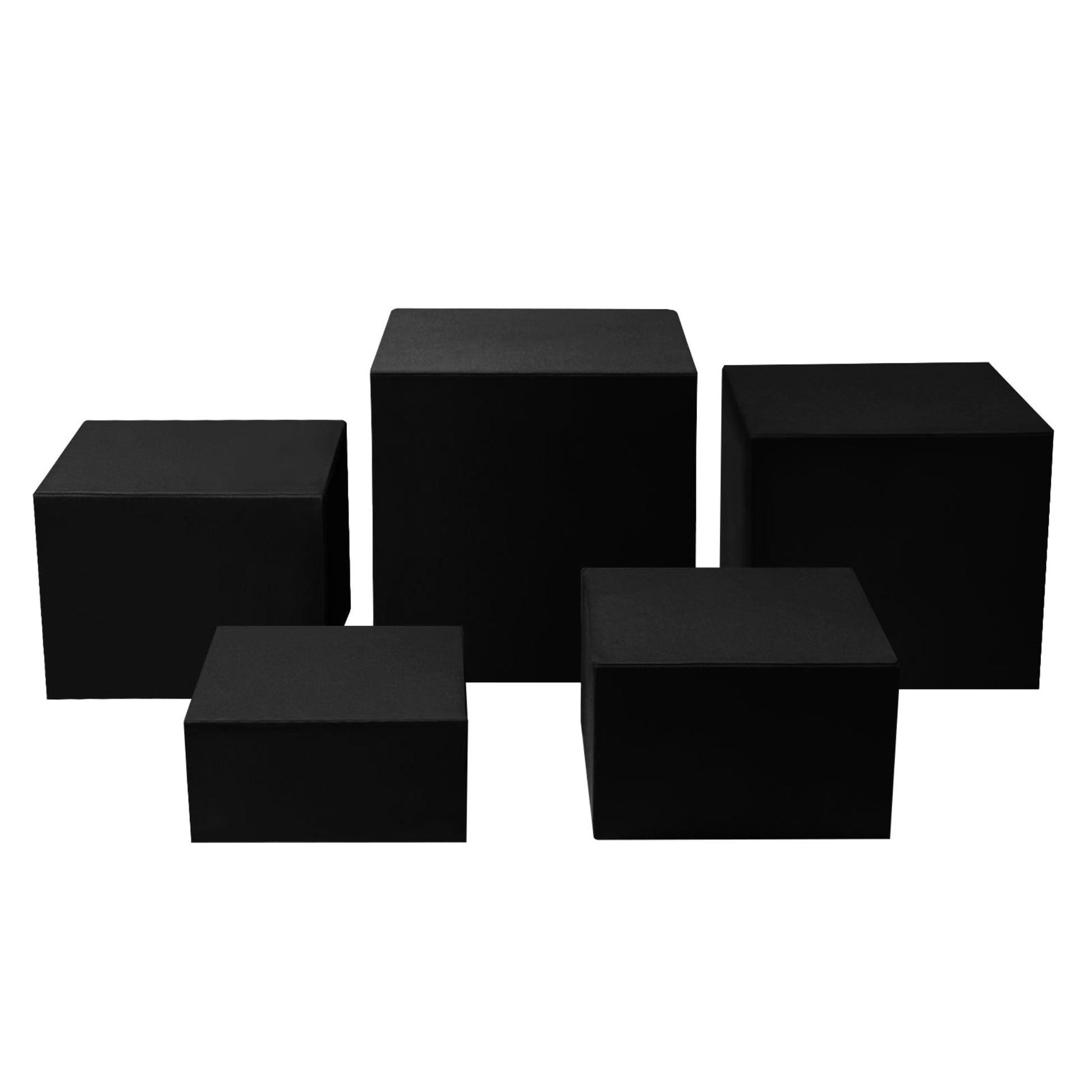 Black Spandex Covers for Square Metal Cake/Dessert Pedestal Stands 5 pcs/set bundle