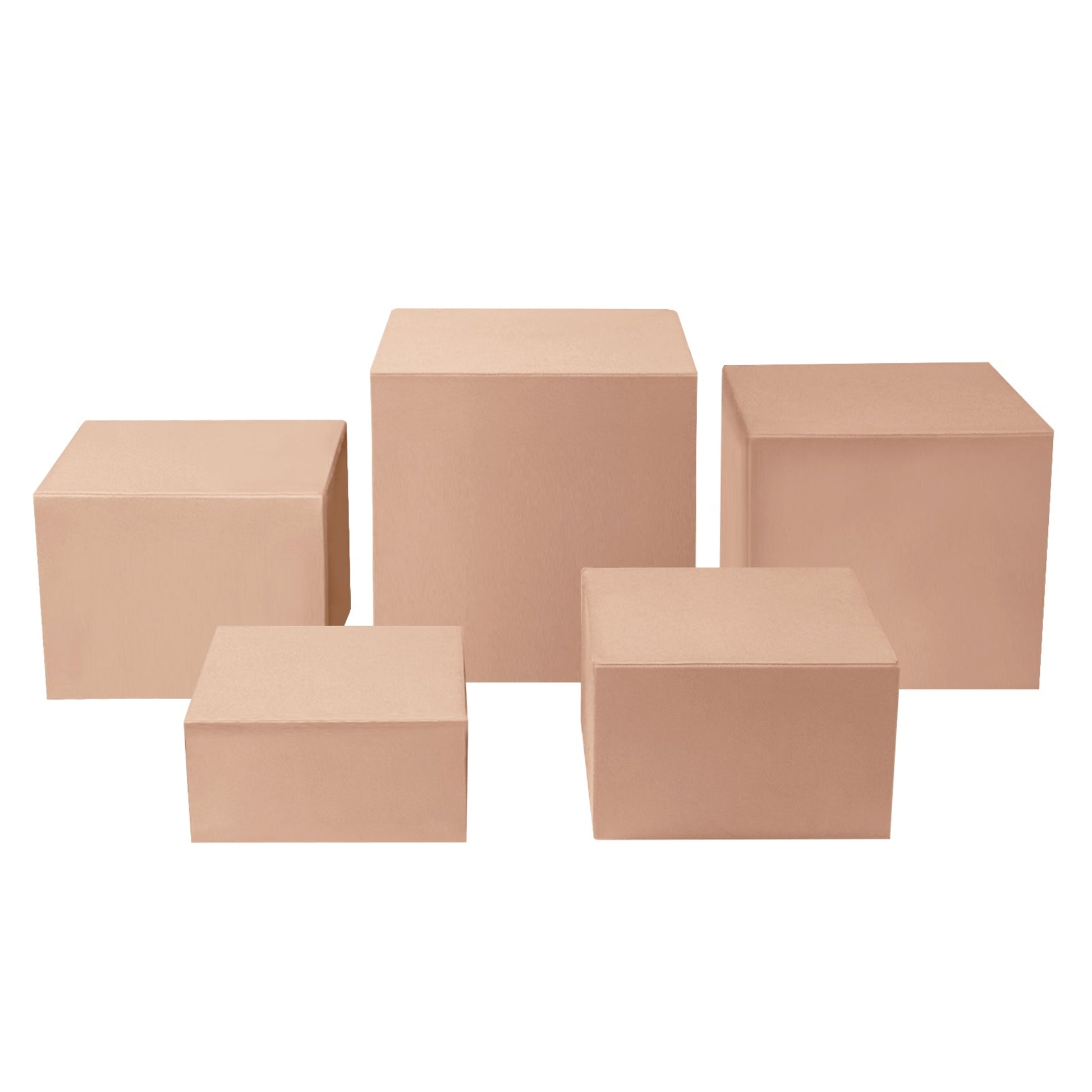 Blush/Rose Gold Spandex Covers for Square Metal Cake/Dessert Pedestal Stands 5 pcs/set bundle