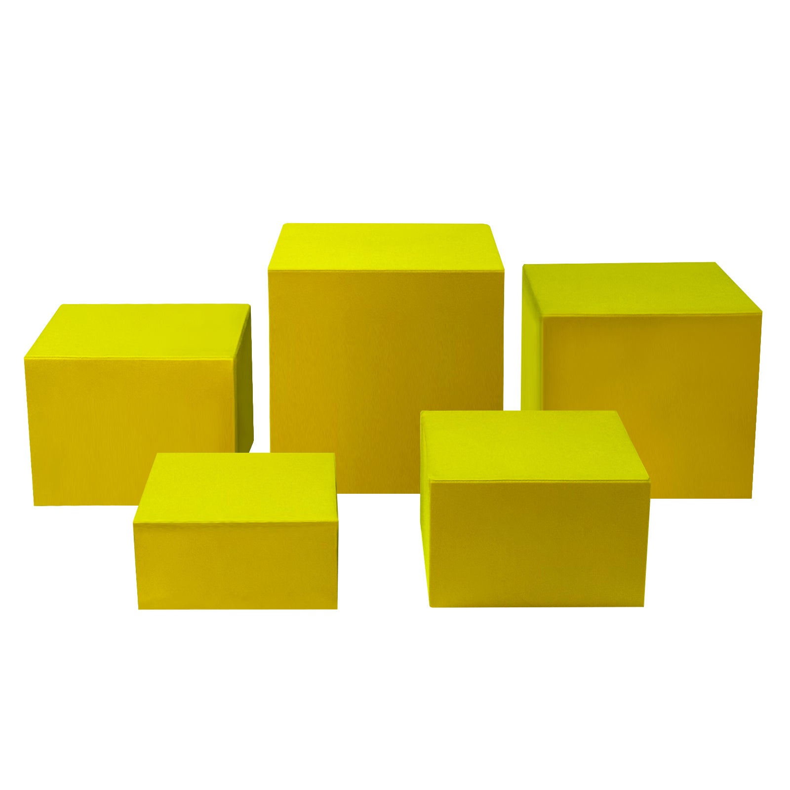 Canary Yellow Spandex Covers for Square Metal Cake/Dessert Pedestal Stands 5 pcs/set bundle