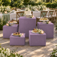 Lavender Spandex Covers for Square Metal Cake/Dessert Pedestal Stands 5 pcs/set  at a garden wedding