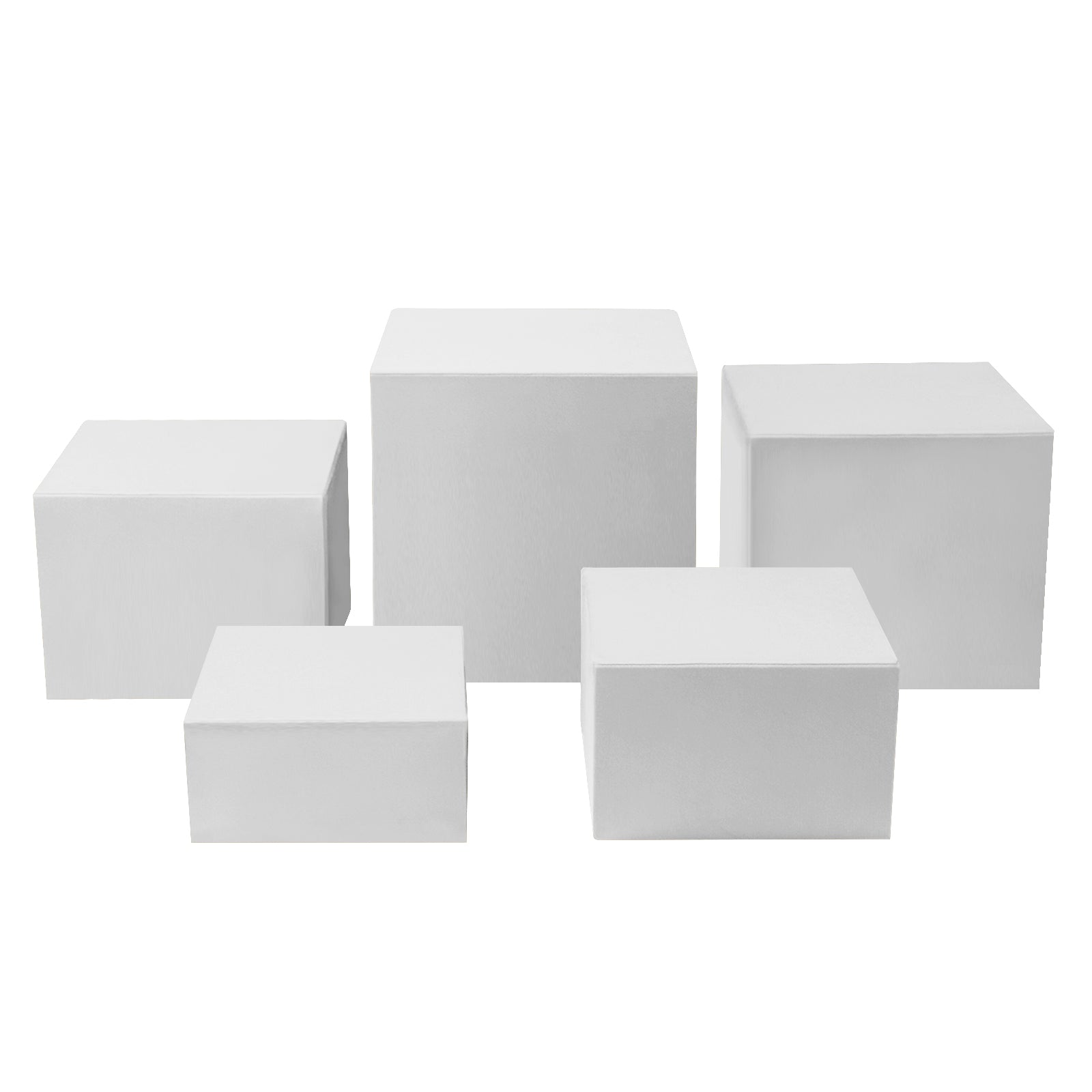 White Spandex Covers for Square Metal Cake/Dessert Pedestal Stands 5 pcs/set bundle