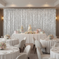 bridal shower center table setup with Square Payette Sequin 10ft H x 52" W Drape/Backdrop panel - Silver