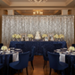 milestone birthday and retirement celebration with Square Payette Sequin 10ft H x 52" W Drape/Backdrop panel - Silver