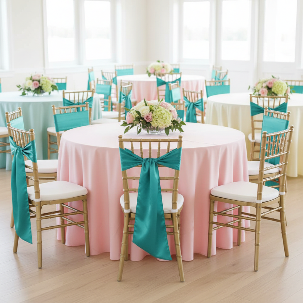 Standard Satin Chair Sash - Dark Turquoise