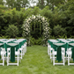 outdoor garden ceremony with Standard Satin Chair Sash - Emerald Green