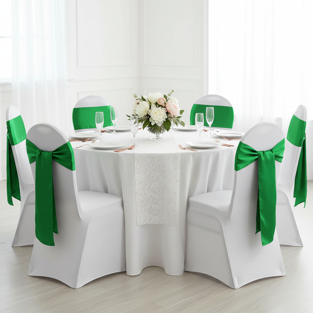 Standard Satin Chair Sash - Kelly Green