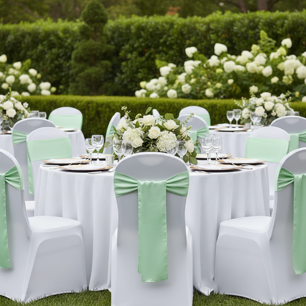 Standard Satin Chair Sash - Mint Green