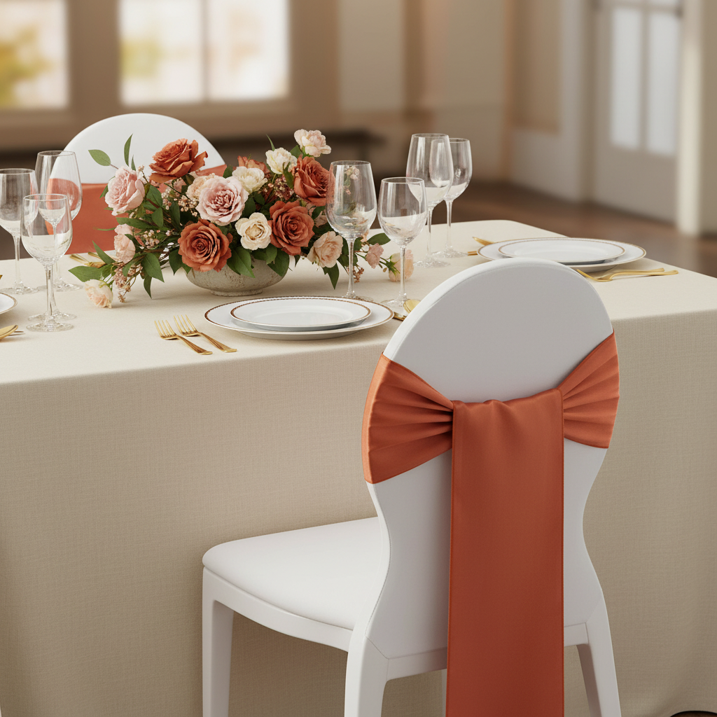 Standard Satin Chair Sash - Terracotta