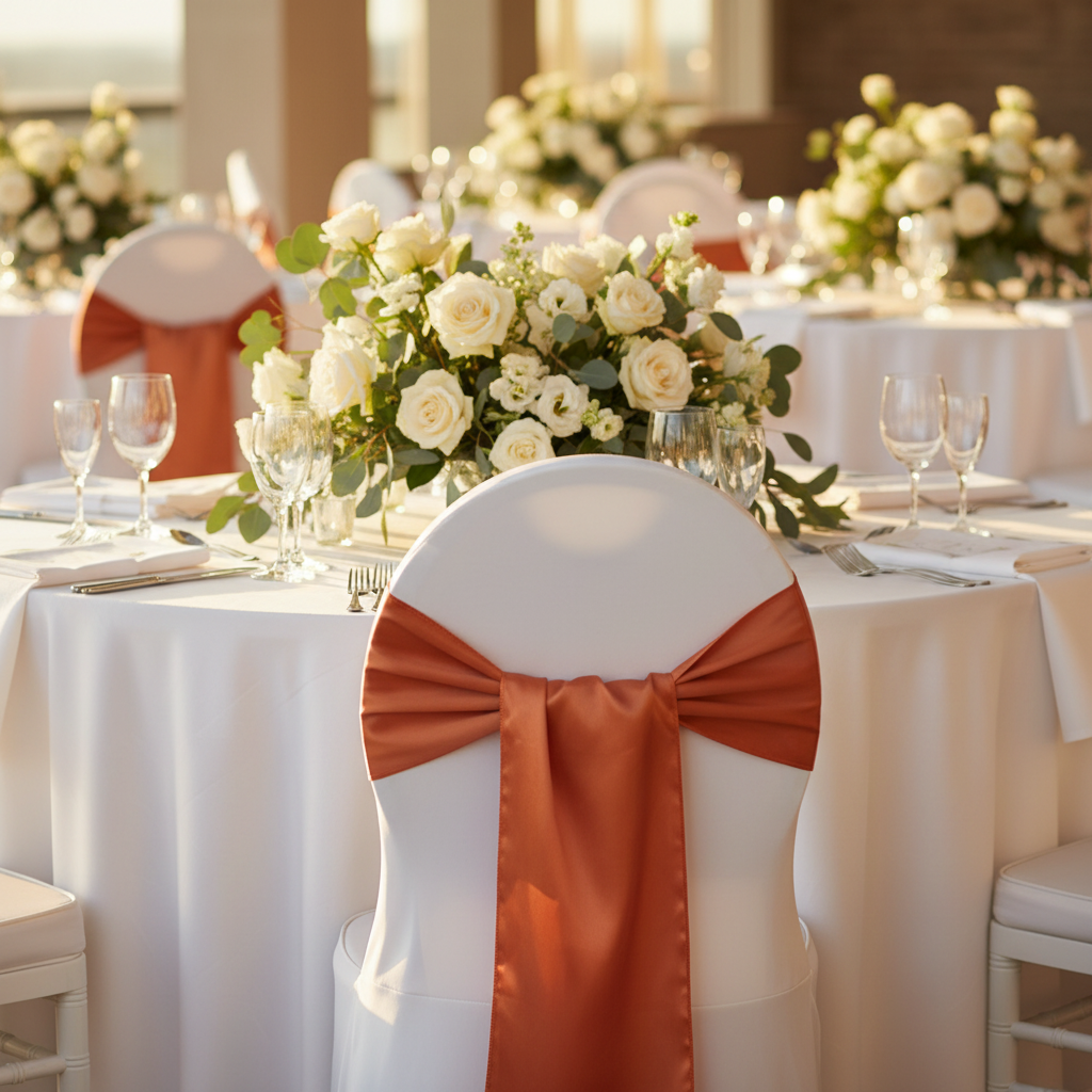 Standard Satin Chair Sash - Terracotta