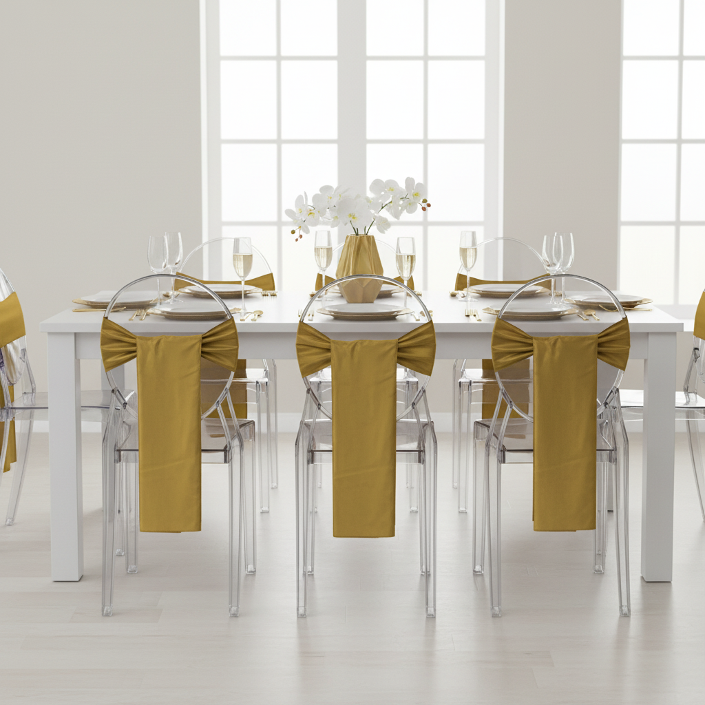 Taffeta Chair Sash/Tie - Gold