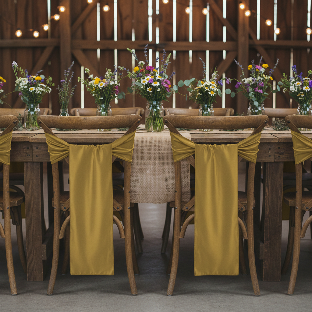 Taffeta Chair Sash/Tie - Gold