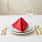 Taffeta Napkin 20"x20" - Red with white dinner plate | white tablecloth | wine goblet