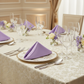 Taffeta Napkin 20"x20" - Victorian Lilac/Wisteria on top of charger plate for indoor elegant dinner