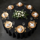 top view wedding detail reception of Taffeta Tablecloth 120" Round - Black