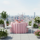 rooftop bridal shower brunch with Taffeta Tablecloth 120" Round - Pink