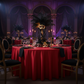 masquerade ball with Taffeta Tablecloth 120" Round - Red