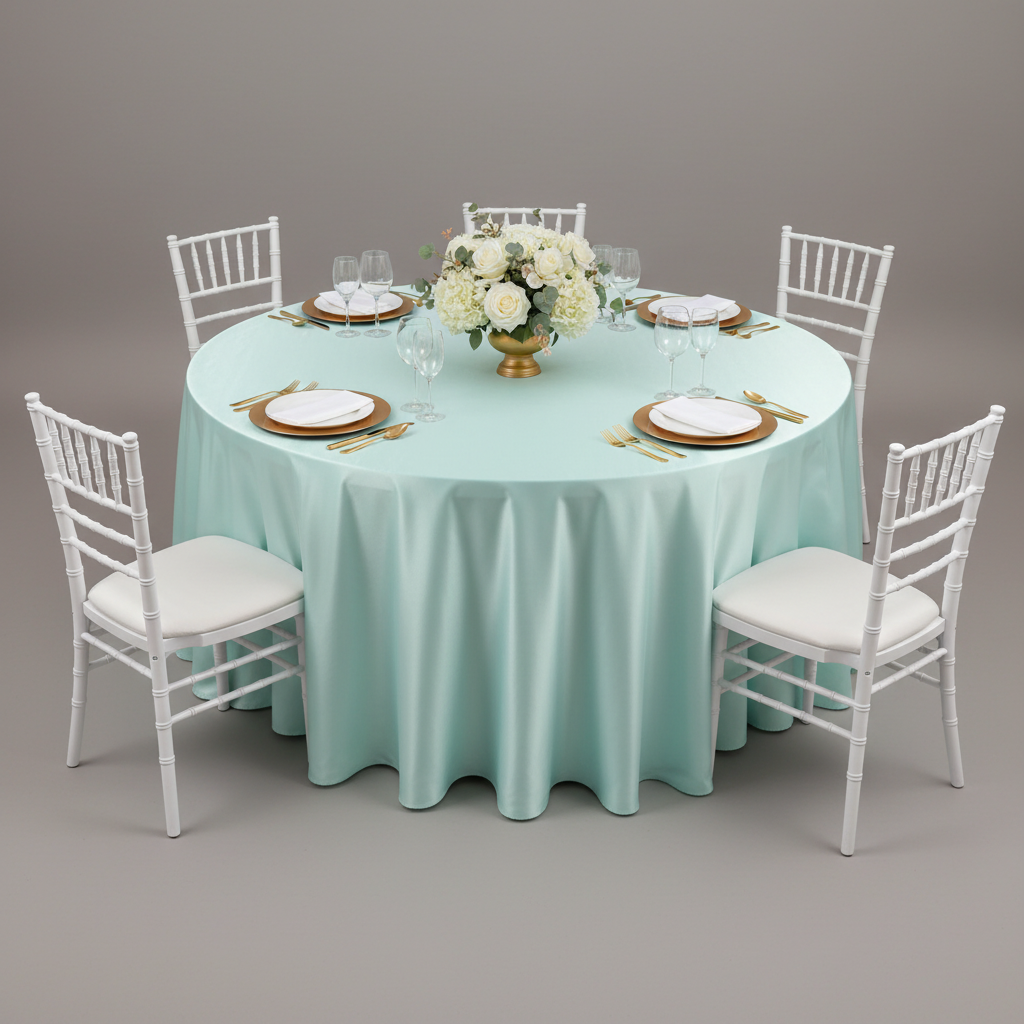 Taffeta Tablecloth 120" Round - Turquoise