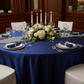 formal indoor dinner setup using Taffeta-Tablecloth-120"-Round-Navy-Blue

