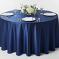 front view showing Taffeta Tablecloth 120" Round - Navy Blue
