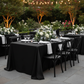 outdoor garden afternoon wedding reception with Taffeta Tablecloth 90"x132" Rectangular - Black
