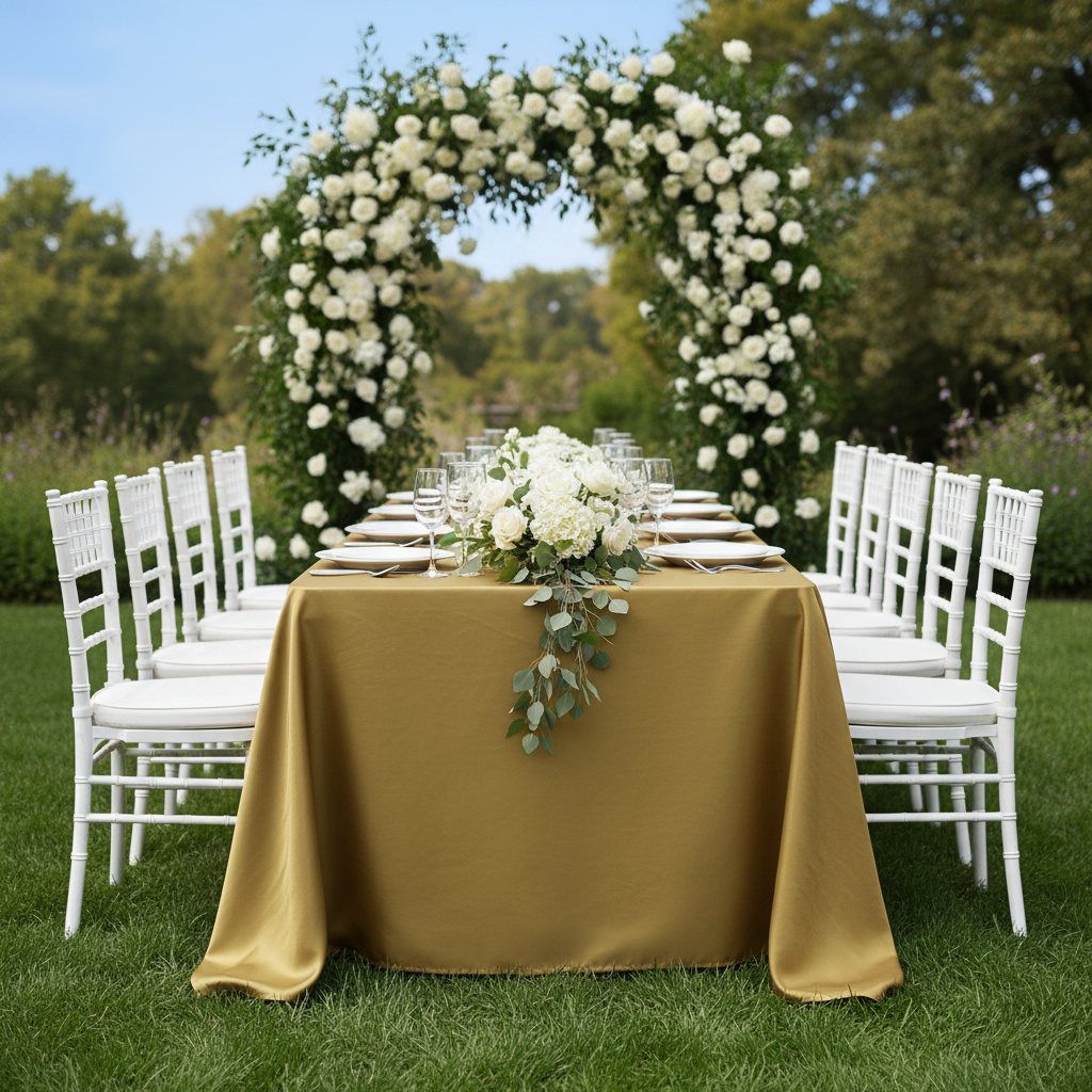 Taffeta Tablecloth 90"x132" Rectangular - Gold