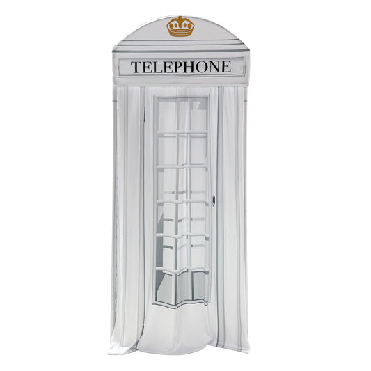 White Telephone Booth Printed Backdrop Spandex Cover