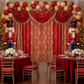 Telescopic Slip-fit Upright 7ft to 17ft with slip lock collar with red and gold drapes for christmas setup