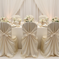 Universal Satin Self Tie Chair Cover - Champagne for birthday reception with gold charger plate | glass goblets | flower center pieces
