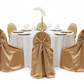 front view showing Universal Satin Self Tie Chair Cover - Gold Antique
