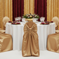 winter holiday setup using Universal Satin Self Tie Chair Cover - Gold Antique
