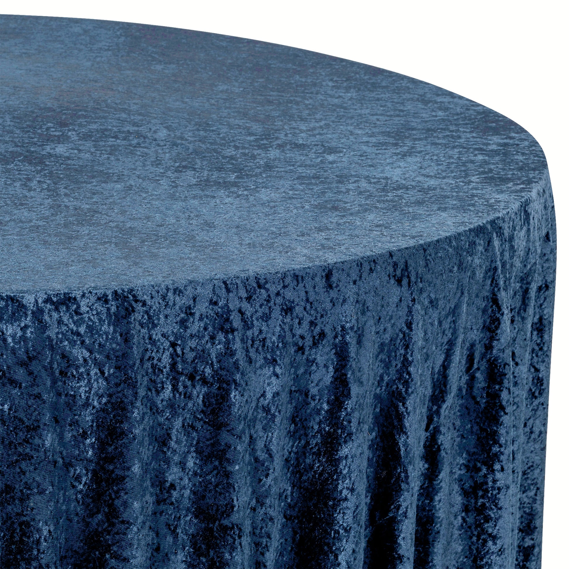 Velvet 108" Round Tablecloth Navy Blue close up