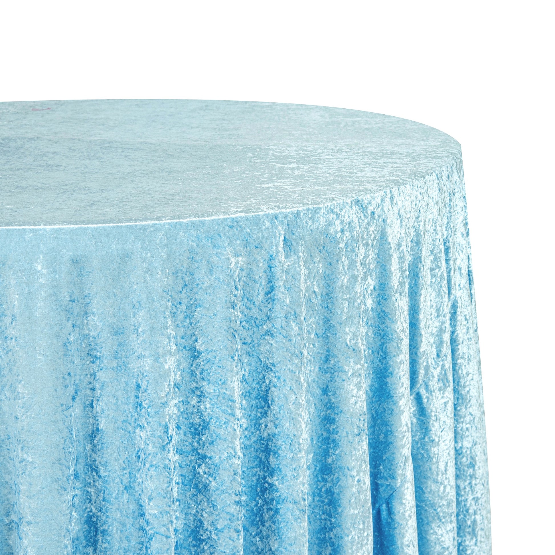 Velvet 108" Round Tablecloth Baby Blue close up