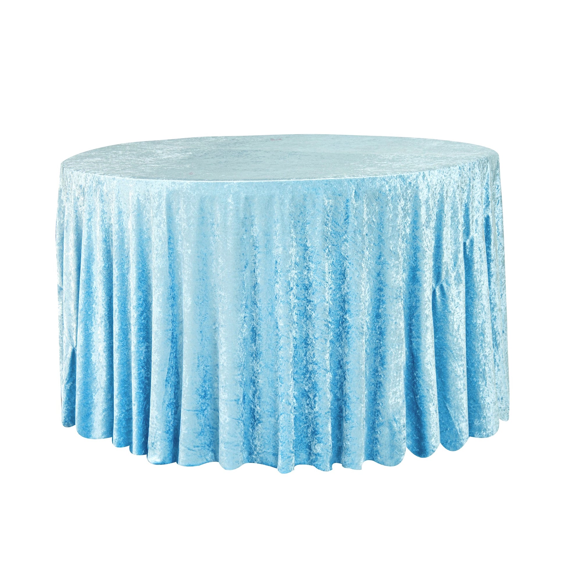 Velvet 108" Round Tablecloth Baby Blue full view