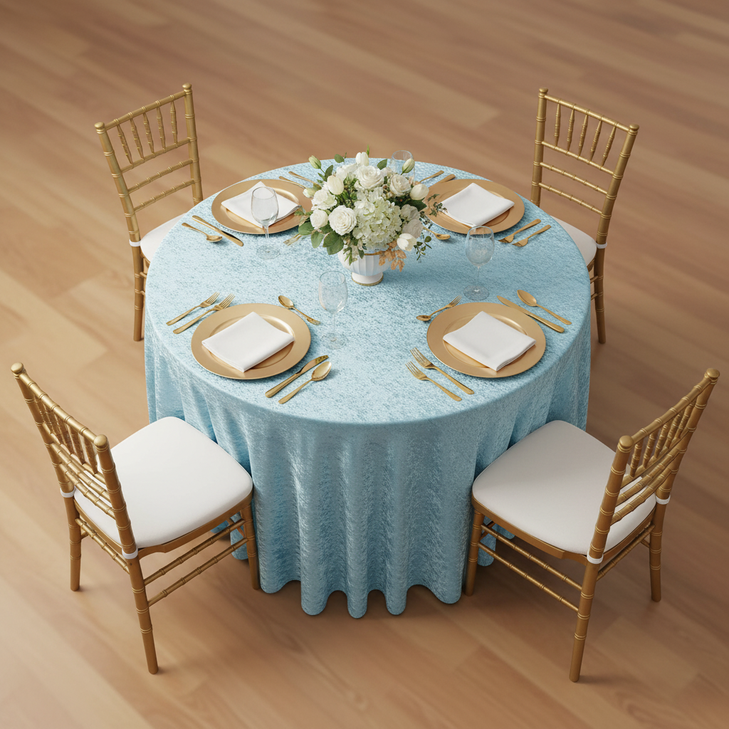 Velvet 108" Round Tablecloth - Baby Blue