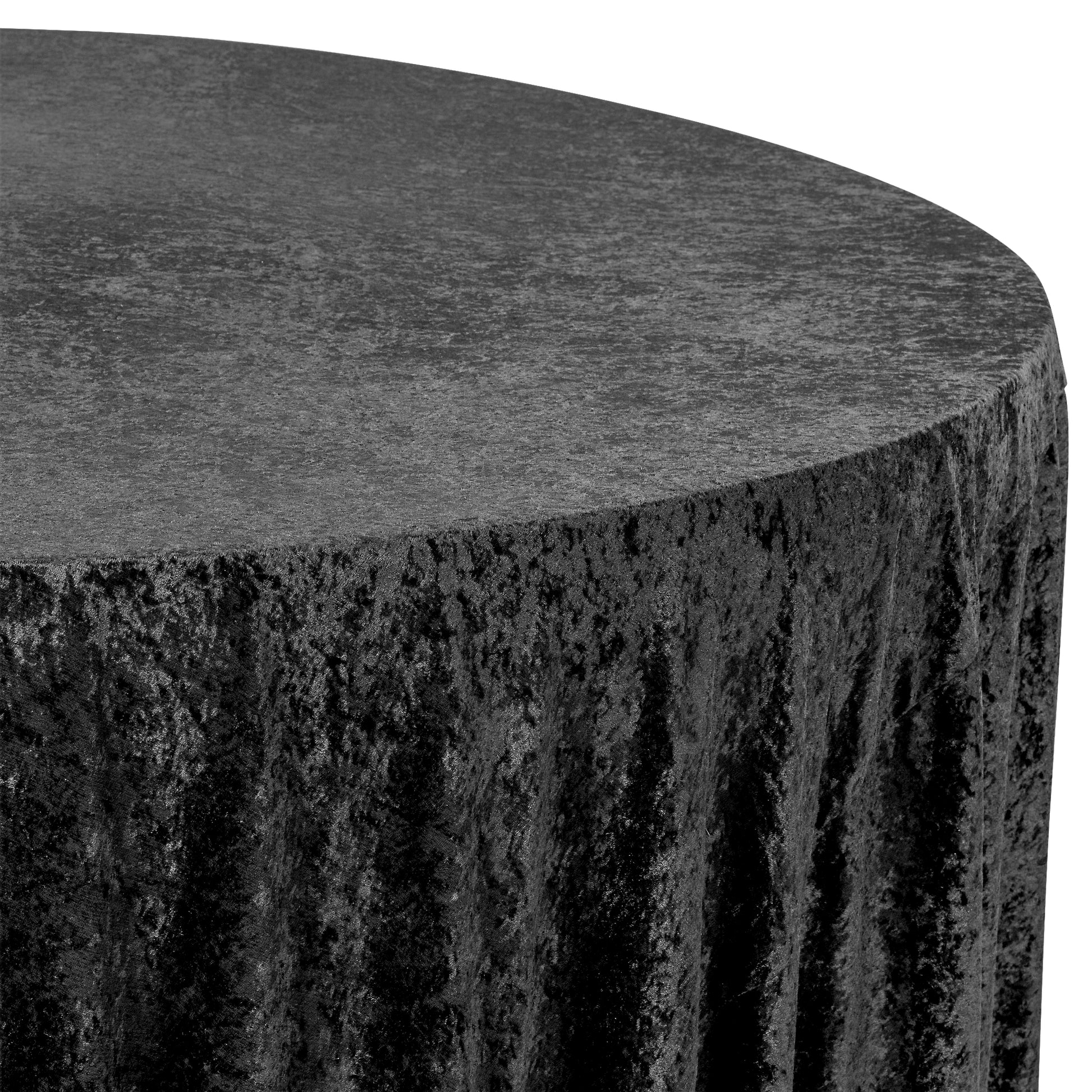 Velvet 108" Round Tablecloth Black close up